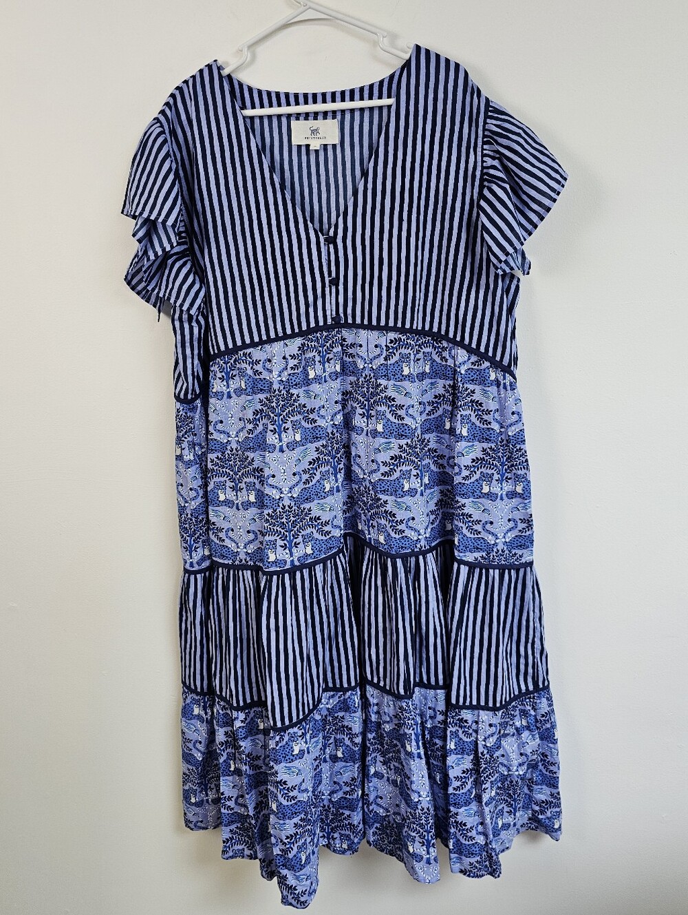 Printfresh Tiered Bagheera Leppard Flutter Sleeve Midi Dress